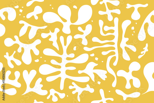 Seamless pattern with abstract organic shapes. Minimalist boho style. Wavy liquid distorted shapes