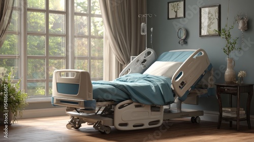 Home healthcare hospital bed with a view