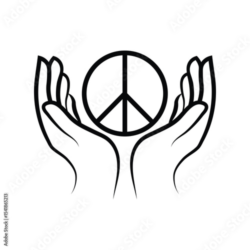 Hands Holding a Peace Symbol Representing Hope Harmony and a Call for Peace