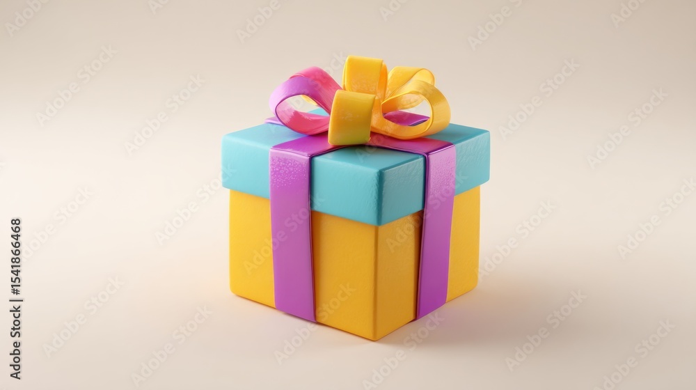 Obraz premium Colorful gift box with a vibrant bow