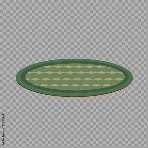 Green Oval Rug with Diamond Pattern – Vector Illustration

