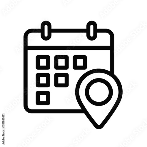 Calendar icon with location pin symbolizing event planning  