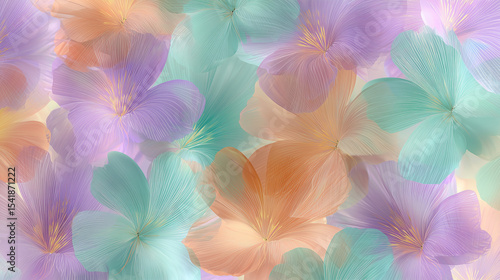Transparent and cute pastel-colored flowers background wallpaper