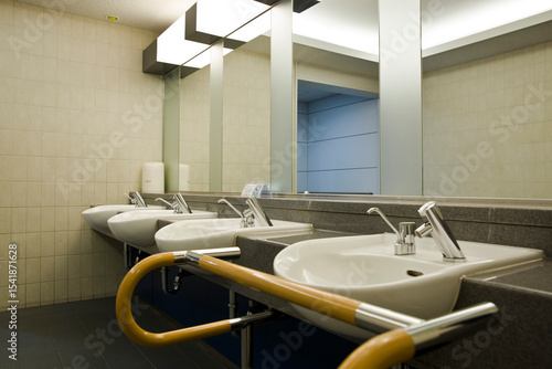 Hand basin in public restrooms