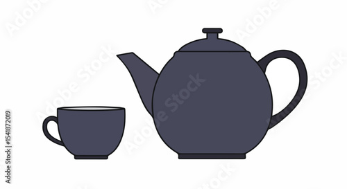 Flat Design Teapot and Teacup Illustration

