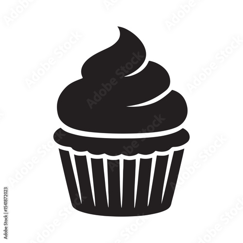 Cup cake silhouette icon vector illustration on white background. Cup cake symbol design.