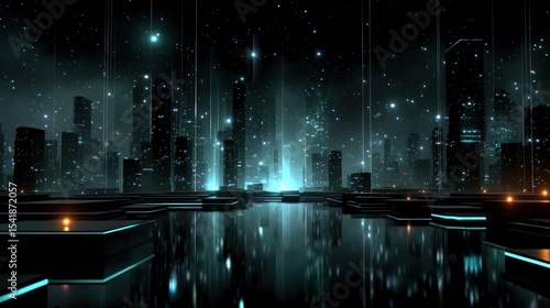 Fototapeta Naklejka Na Ścianę i Meble -  Futuristic city bathed in ethereal light