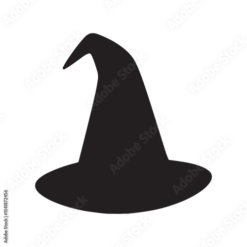 Wizard hat silhouette icon vector illustration on white background. Devil hat symbol design.