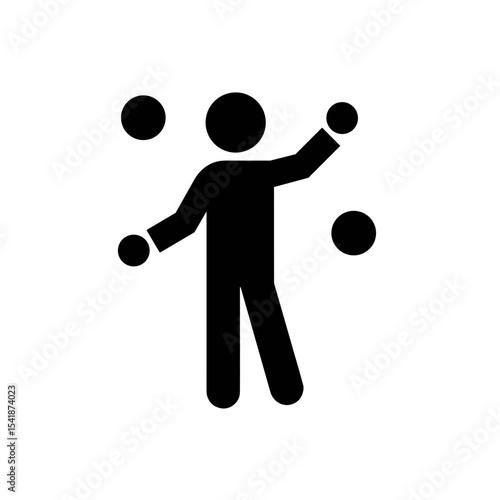 Person juggling black balls, skill and performance, for entertainment blogs