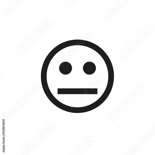 Neutral emoticon in simple black line art representing indifference, for mood indication