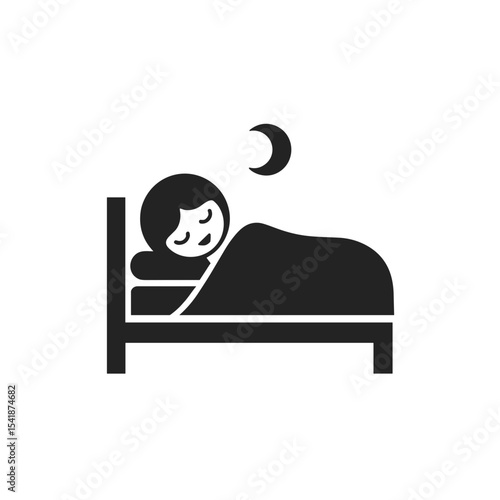 Person sleeping peacefully in bed under the moon, sleep concept