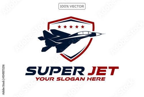 logo fighter jet military aircraft vector design illustration