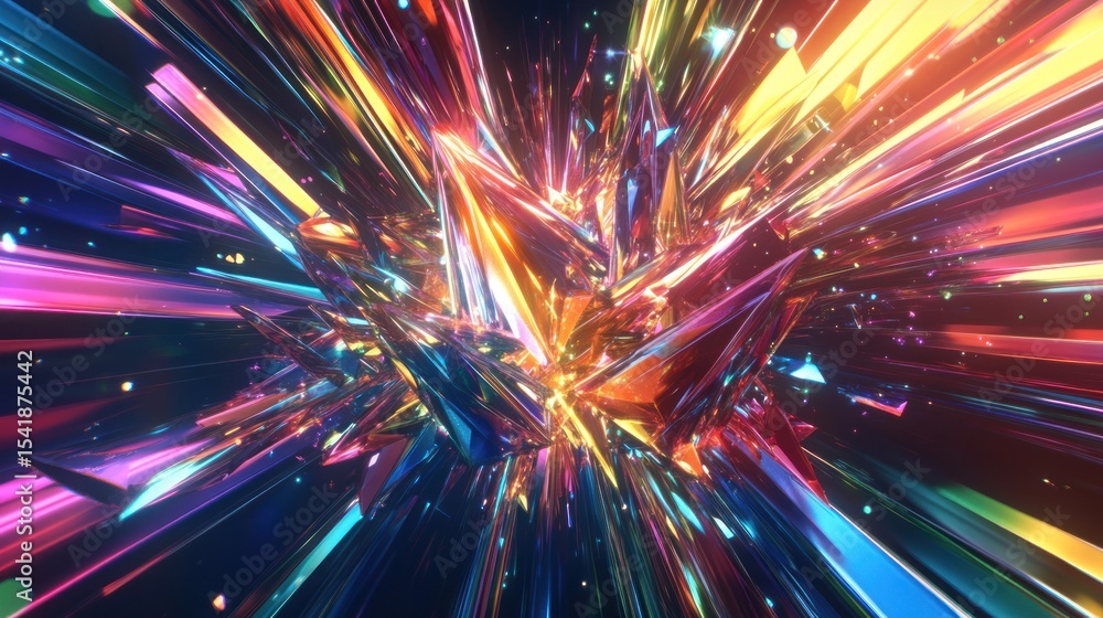 Fototapeta premium Abstract explosion of vibrant crystals