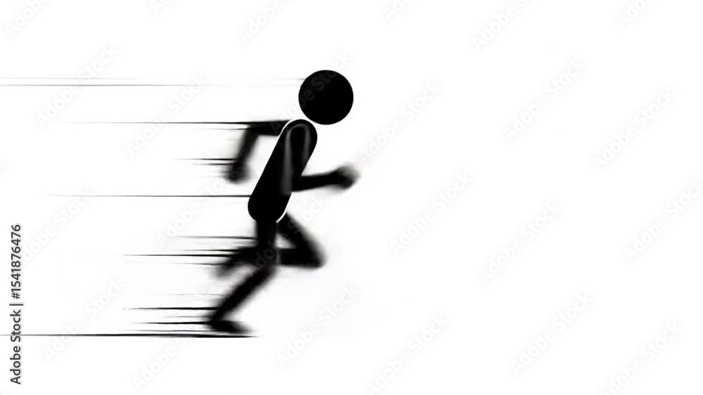 Stick Figure Running Fast Speed Lines on White Background Motion ...