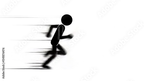 Stick Figure Running Fast Speed Lines on White Background Motion Graphic