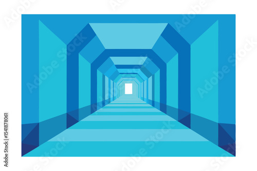 Abstract Blue Crystal Tunnel A Journey into Geometric Depth