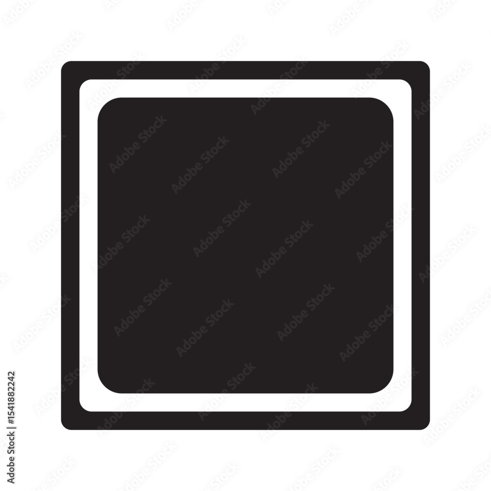 Simple black frame isolated on white background. Horizontal rectangle with rounded corners. Empty space. Simple black frame isolated on white background. Horizontal rectangle with rounded corners. Empty space.