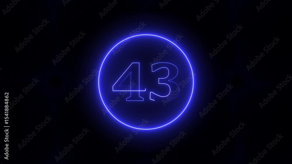 Number 43 Glow Light Neon Animation. Number 43 with neon light on technology background. Number 43 Glow Light Neon Animation. Number 43 with neon light on technology background.