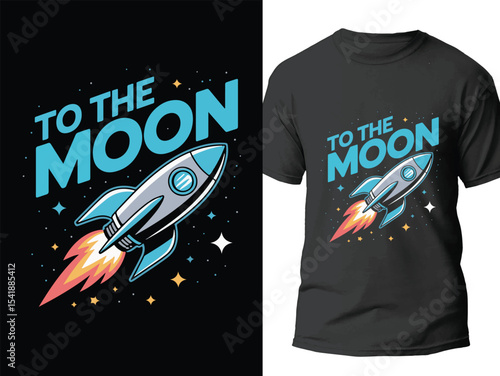 Iconic  To The Moon Crypto & Stock Market Rocket Ship Design for Enthusiasts and Optimists - Vector T-shirt Design