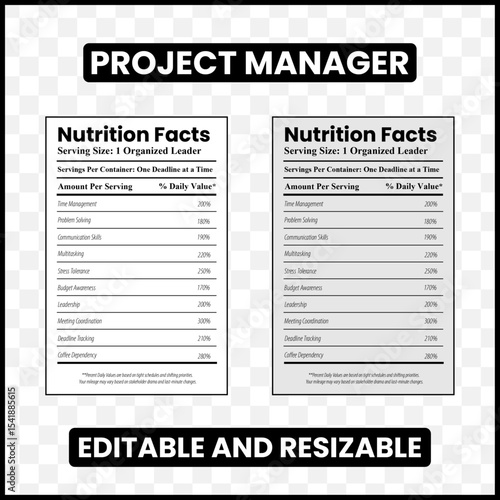 Project Manager Nutrition Facts
funny project manager  
project manager label  
funny job label  
project leader nutrition label  
project manager gift  
daily value project manager  
team leader hum

