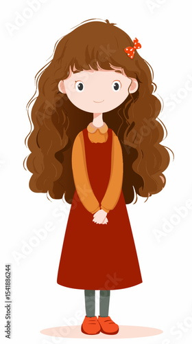 Whimsical Autumn Girl with Flowing Hair
