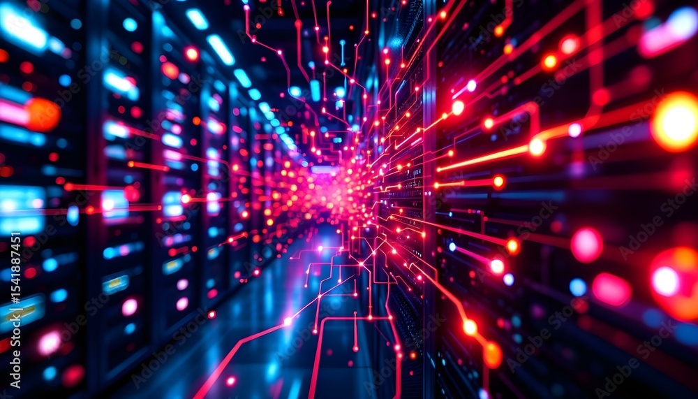 Obraz premium Abstract AI data visualization with flowing lines and nodes, dynamic and futuristic feel .