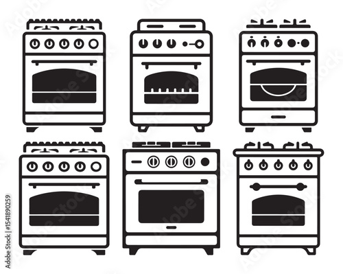 Stove and Oven Kitchen Appliance Icon Set