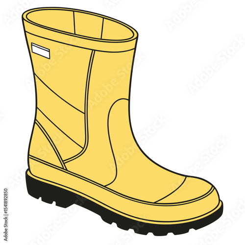 Yellow wellington boot safety footwear illustration