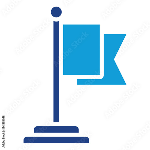 Milestone Flag Glyph Dual Tone Blue Fill Silhouette Style Icon - A flag on a pole, indicating achievement or completion of a milestone