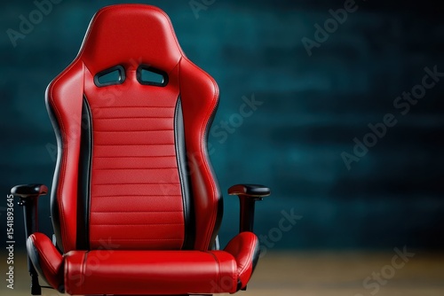 Red Leather Gaming Chair on Teal Background