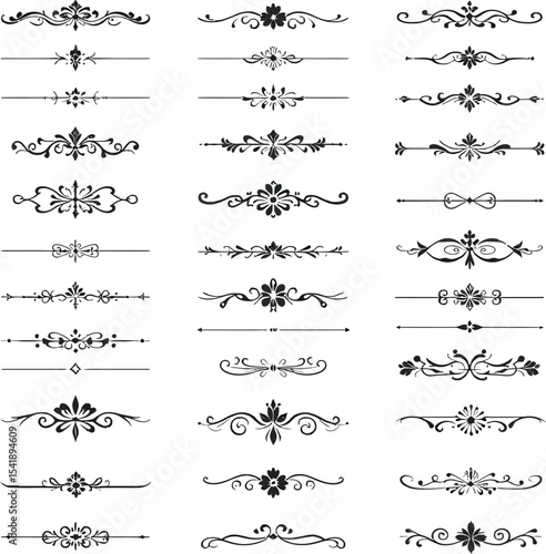 Collection of Decorative Floral Dividers and Design Elements for Elegant Invitations