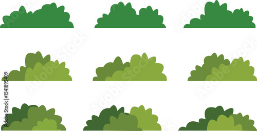 Cartoon bush collection. Set of bushes isolated vector illustration design elements.