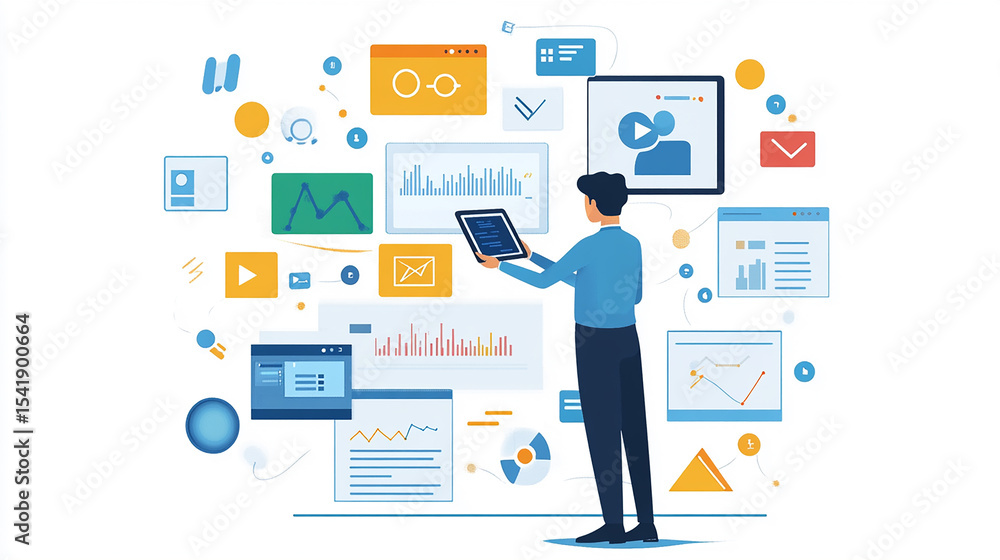 A business professional engaging with advanced tools like AI-powered interfaces or touchscreens. A business professional engaging with advanced tools like AI-powered interfaces or touchscreens.