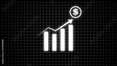  Animated of graph chart icon with dollar sign.suitable for Abstract business graph icon animation background. Animated of graph chart icon with dollar sign.suitable for business and finance concepts.