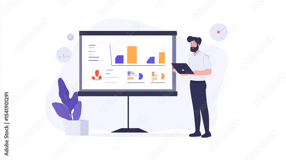 A business professional presenting a project or data to their team using a projector or screen. A business professional presenting a project or data to their team using a projector or screen.