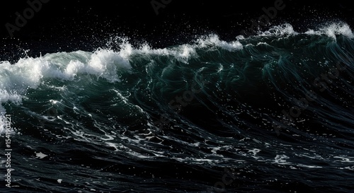 Wallpaper Mural Ocean Wave Power Dramatic Dark-Green Ocean Wave Crashing at Night Torontodigital.ca
