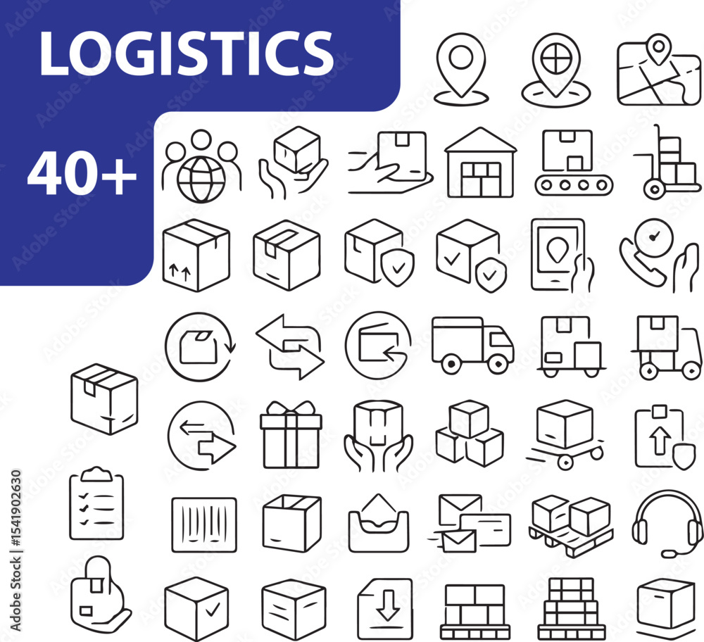 Logistics Line Icons Set, Editable Vector Symbols for Delivery, Supply Chain, Shipping, and Transportation
Logistics Line Icons Set, Editable Vector Symbols for Delivery, Supply Chain, Shipping, and Transportation