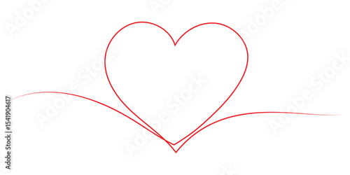 Heart. Abstract love symbol. Continuous one line art drawing vector illustration