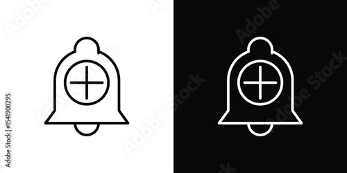 Cowbell circle plus icon. Graphic Design vector icon. Ui Ux Icons