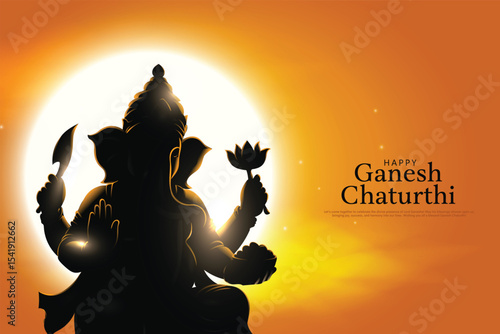 Silhouette vector illustration of lord ganpati for happy Ganesh Chaturthi festival of India. Creative background design.