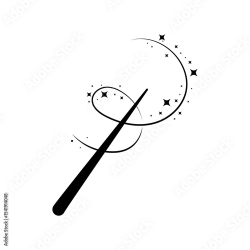 Black magic wand icon, magic focus and dreams symbol on white