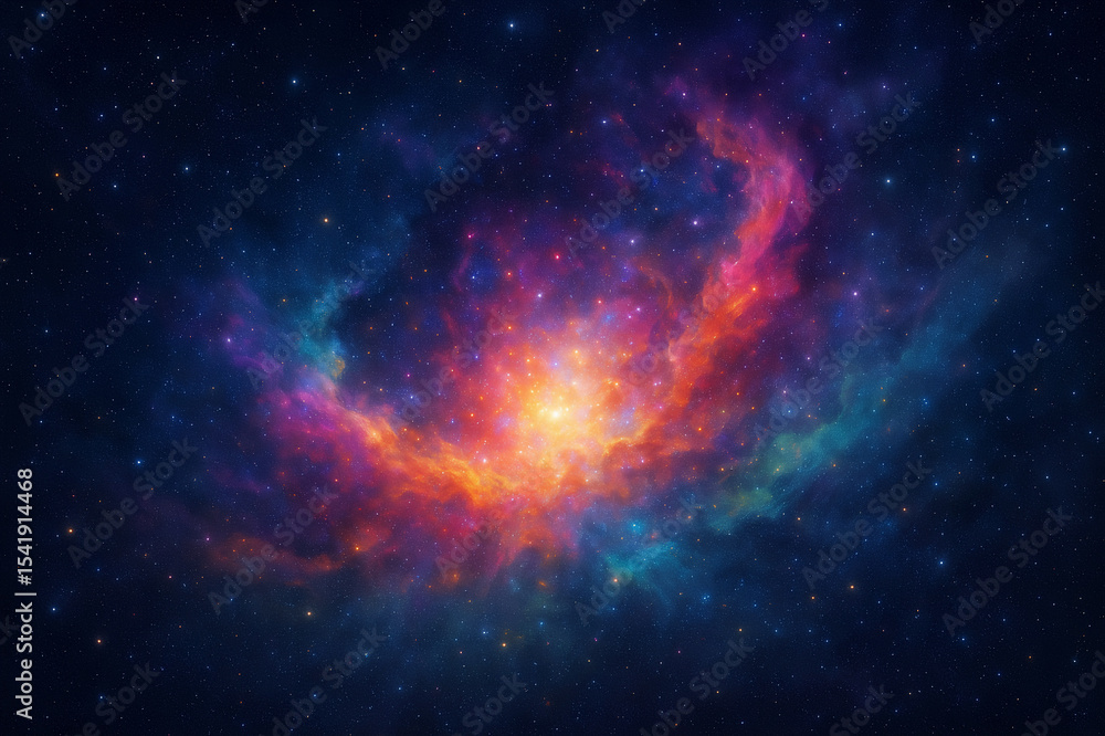 Naklejka premium カラフルな宇宙銀河雲。星空の夜、コスモス。宇宙科学、天文学。