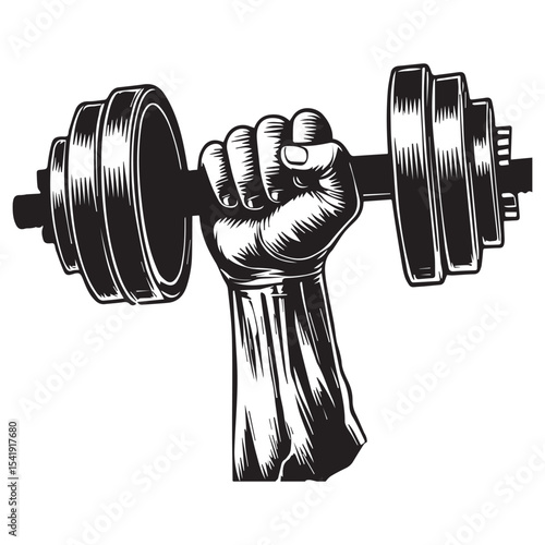 One hand Dumbbell Lifting Weights clipart, funny Gym silhouette, exercise work out illustration, bodybuilder design sublimation
