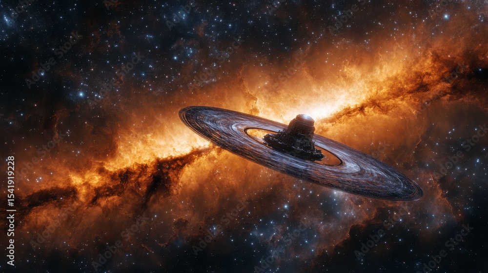 Obraz premium Cosmic Nebula with Planetary Ring Structure in Stellar Background