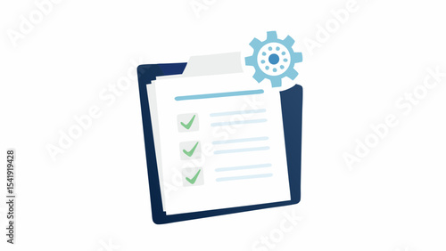 Process Automation Checklist with Gear Icon Task Management Strategy Execution Report Optimization Compliance Quality