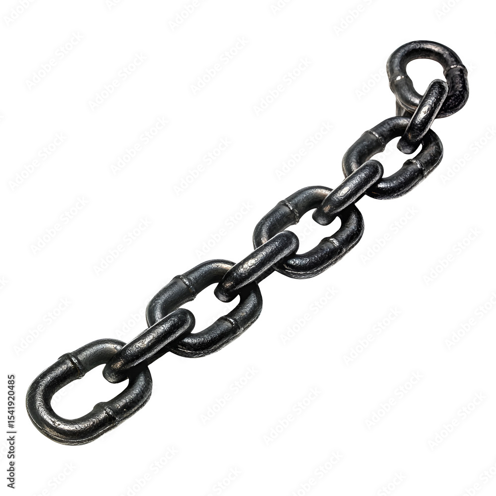 Obraz premium Strong Black Metal Chain Links Isolated on Black Background