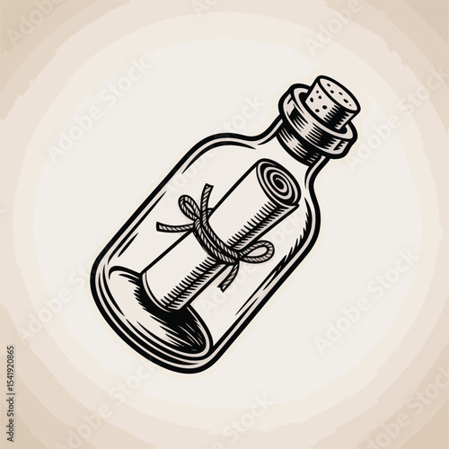 Vintage message in a bottle illustration