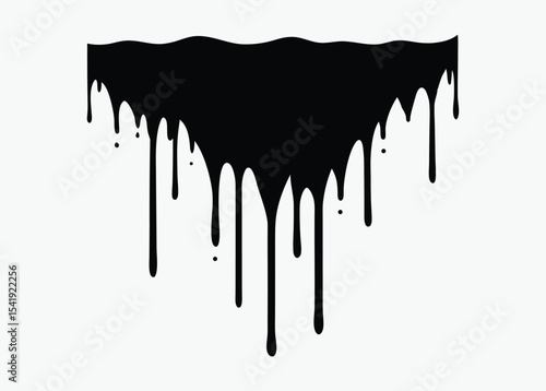 Dripping blood silhouette, liquid drop vector, horror drip pattern, spooky border design, black ink graphic

