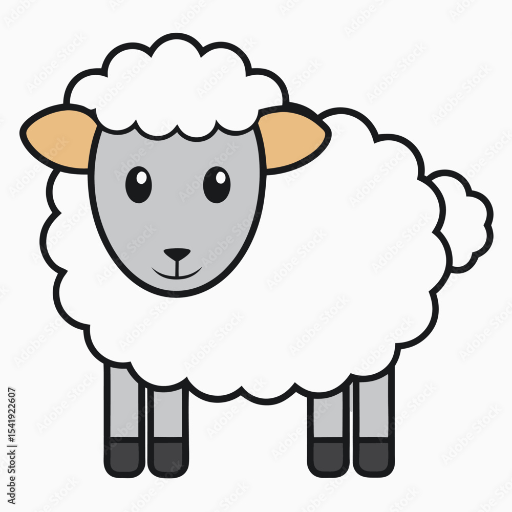 Cute cartoon sheep vector illustration, great for farm designs, children's books, educational posters, and baby-themed animal art and creative visuals. Cute cartoon sheep vector illustration, great for farm designs, children's books, educational posters, and baby-themed animal art and creative visuals.