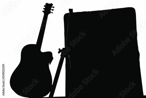 Guitar on Stand Silhouette